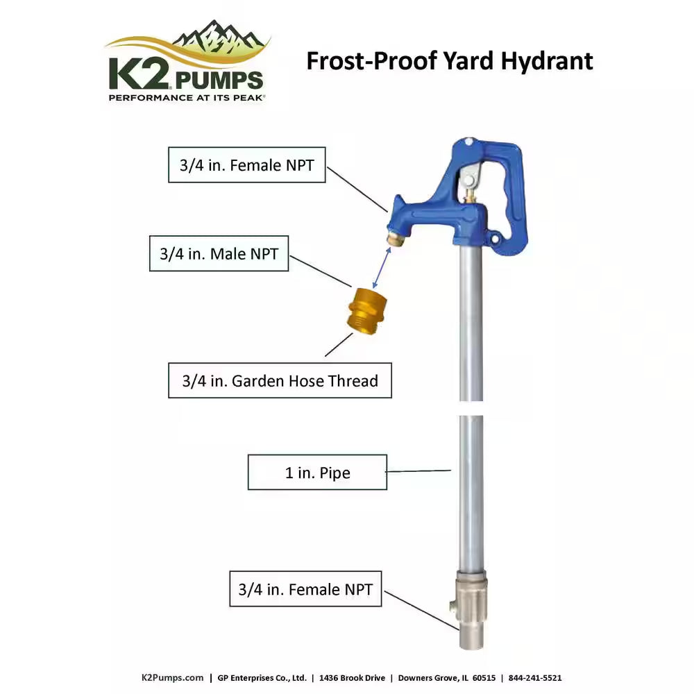 Heavy-Duty 1 Ft. Frost Proof Yard Hydrant, 3.25 Ft. Total Length, 1 Ft. Bury Depth
