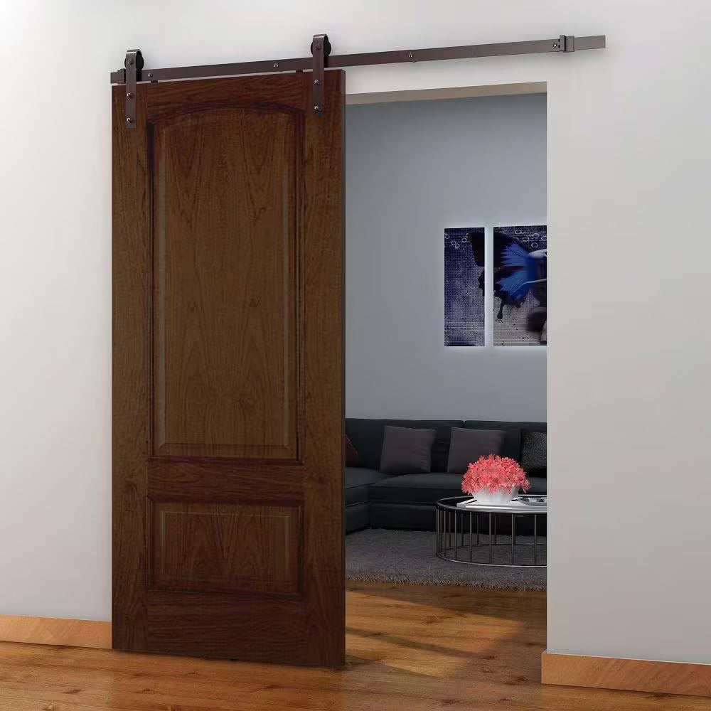 72 In. Dark Oil-Rubbed Bronze Strap Sliding Barn Door Track and Hardware Kit
