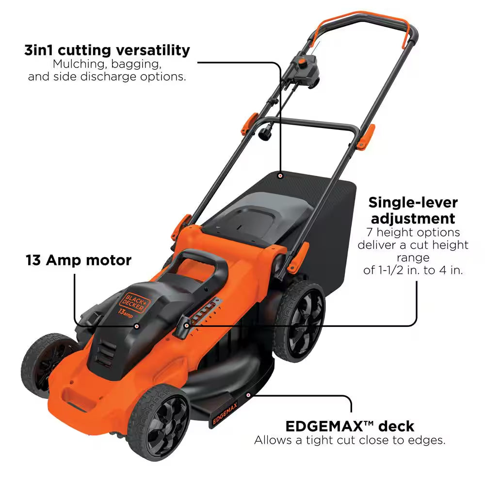 20 In. 13 AMP Corded Electric Walk behind Push Lawn Mower