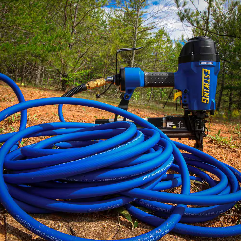 1/4 In. X 50 Ft. PVC / Rubber Hybrid Air Hose with Brass 1/4 In. NPT Industrial Fitting and Universal Coupler