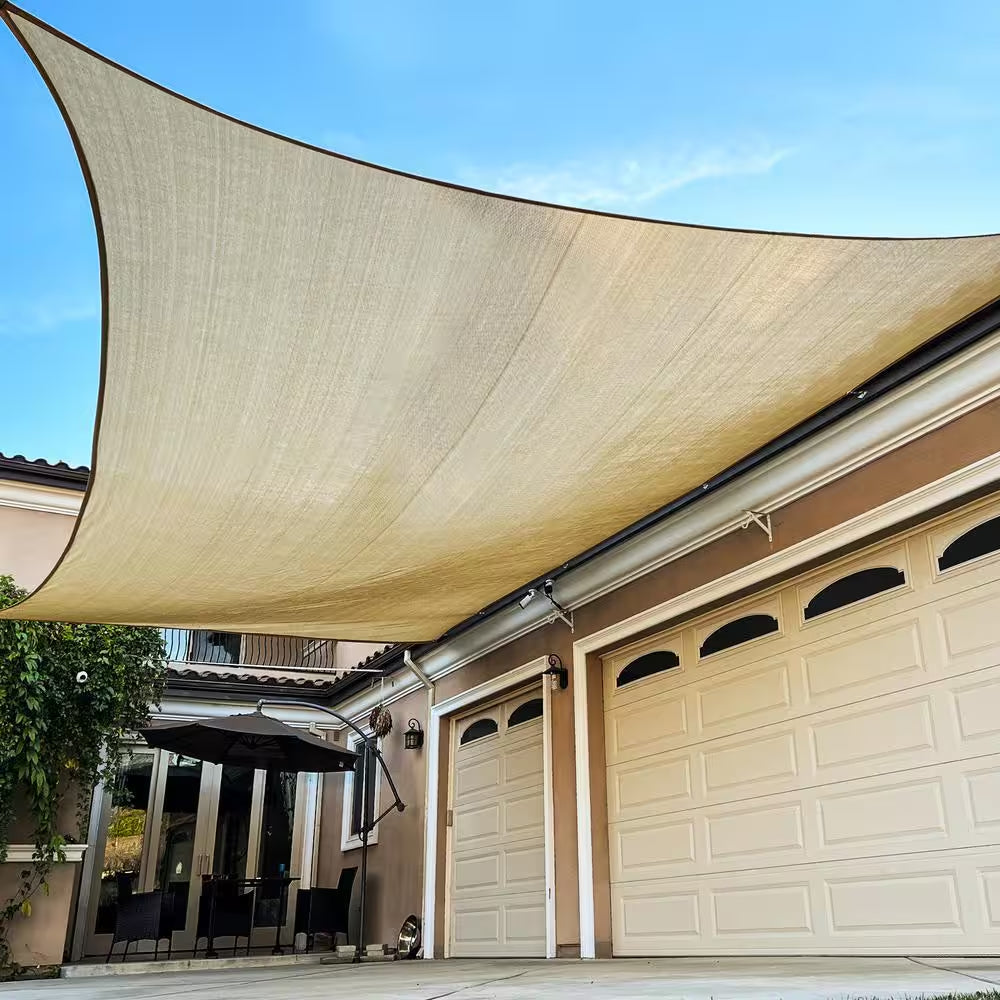 6 Ft. X 8 Ft. Sand Rectangle Sun Shade Sai for Backyard Deck Outdoor