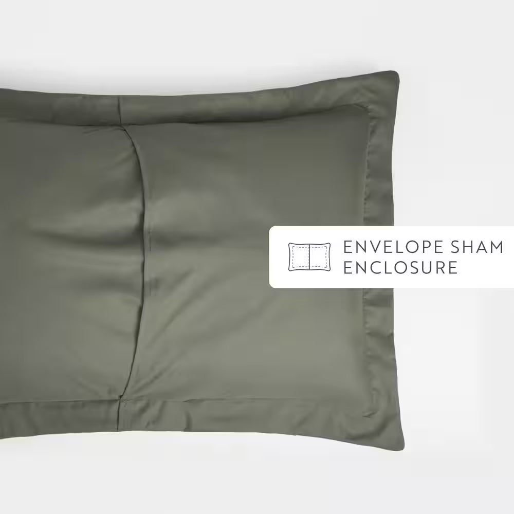 All-Season down Alternative Microfiber Olive Cloud Gauze Textured Queen Comforter Set