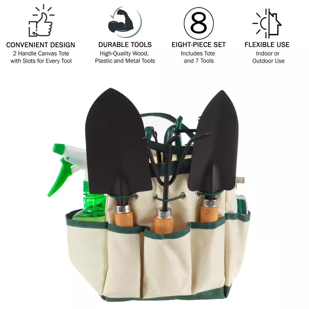 8.25 In. Garden Tool and Tote Set (8-Piece)