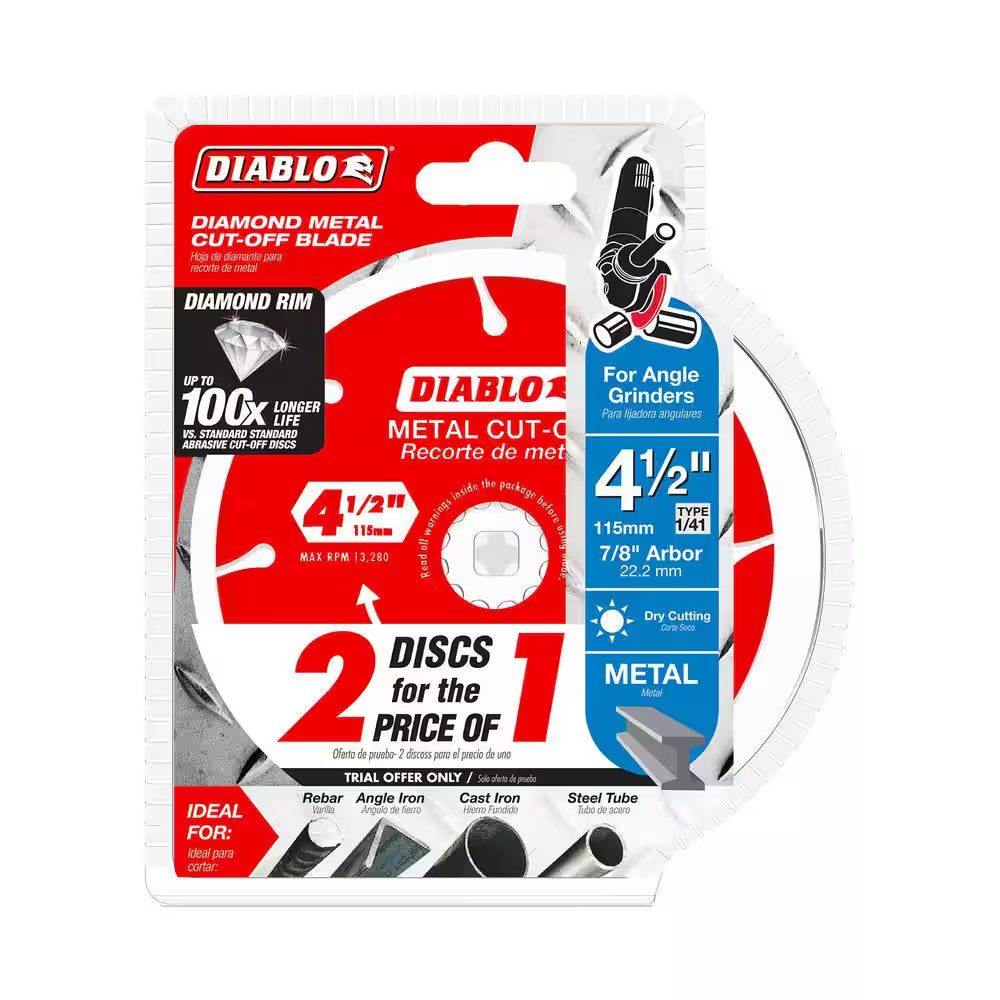 4.5 In. Diamond Wheel for Metal Cutting (2-Pack)