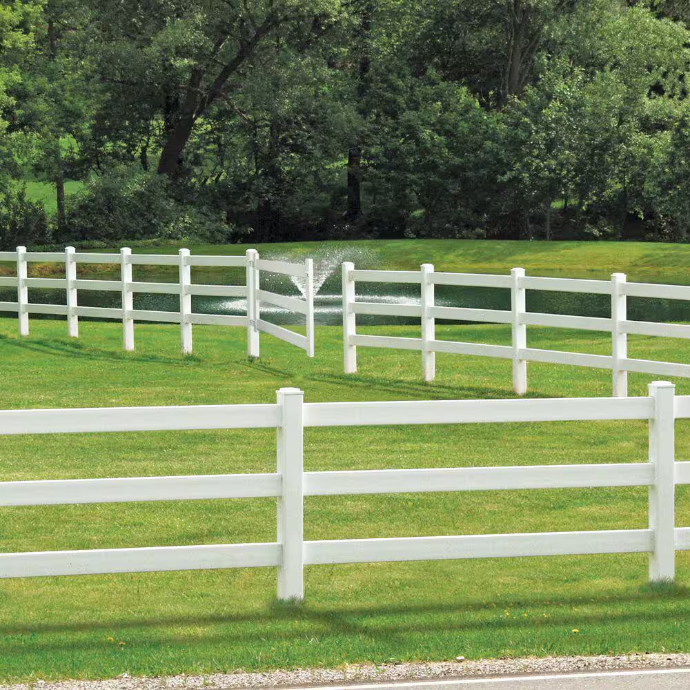 5 In. X 5 In. X 7 Ft. 3-Hole White Vinyl Fence Line Post