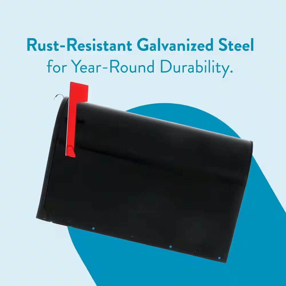 Stanley Black, Extra Large, Steel, Post Mount Mailbox