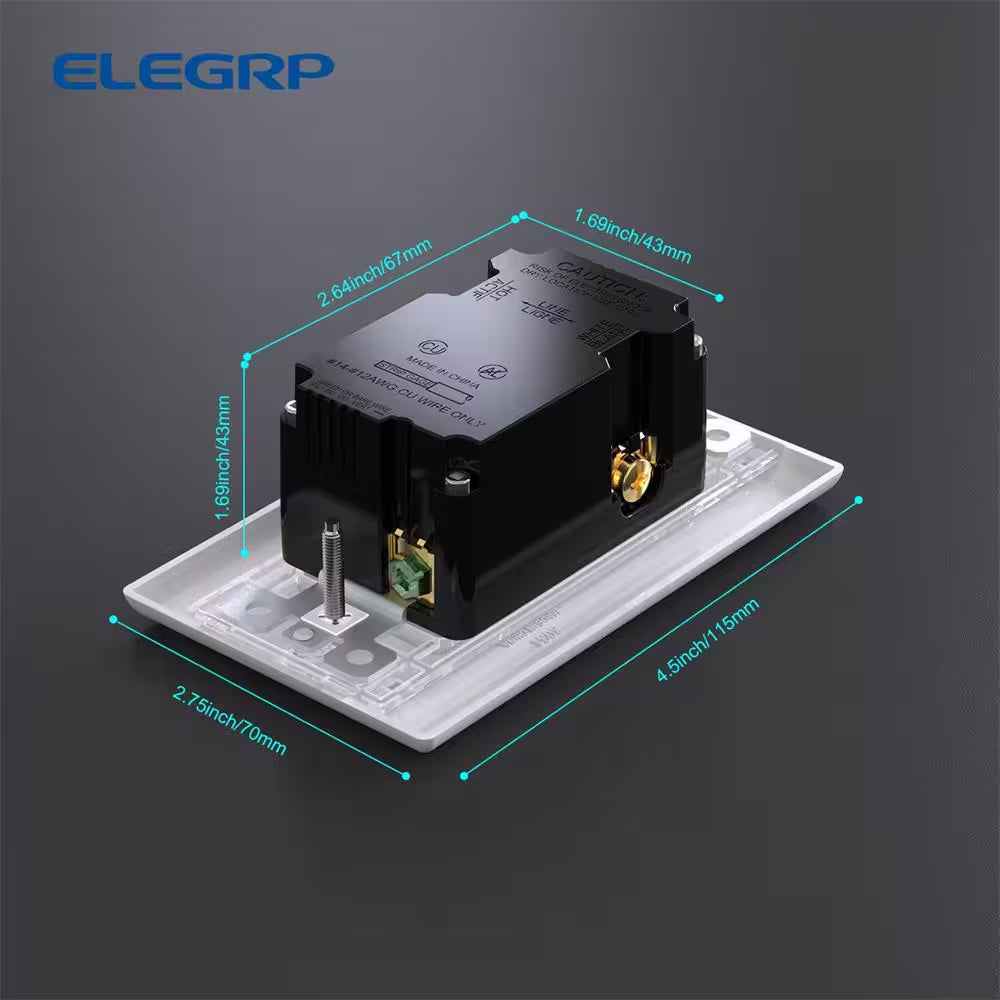 25-Watt 20 Amp Type a & C Dual USB Wall Charger with Duplex Tamper Resistant Outlet Wall Plate Included, White (2-Pack)