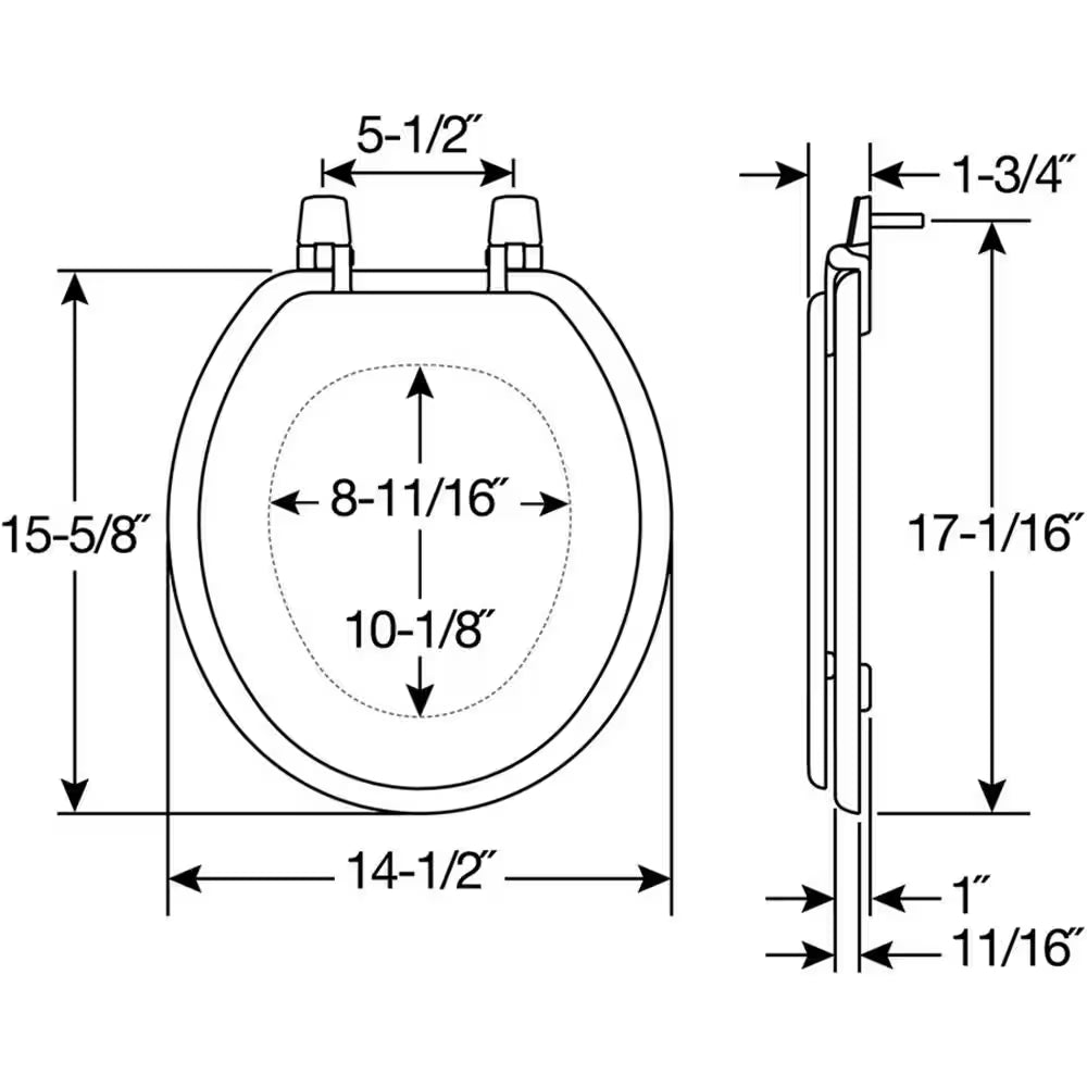 Round Enameled Wood Toilet Seat in White