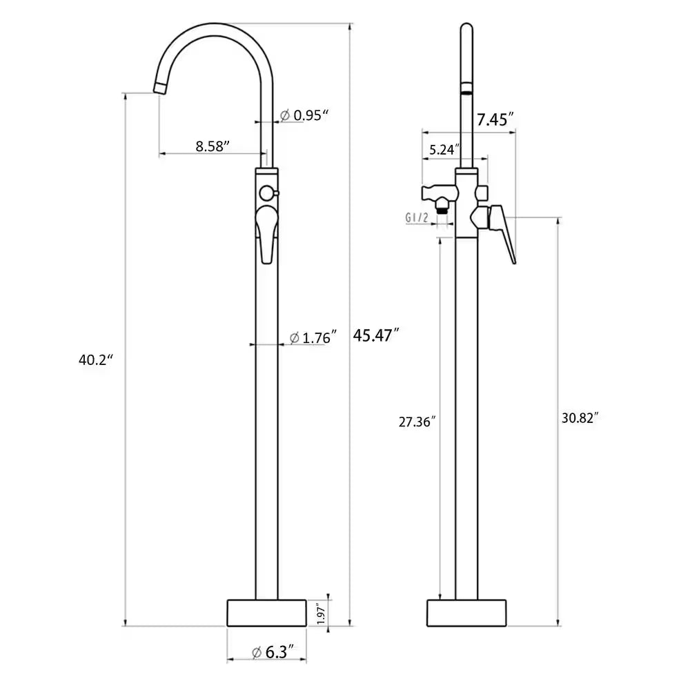 Single-Handle Freestanding Floor Mount Roman Tub Faucet Bathtub Filler with Hand Shower in Matte Black