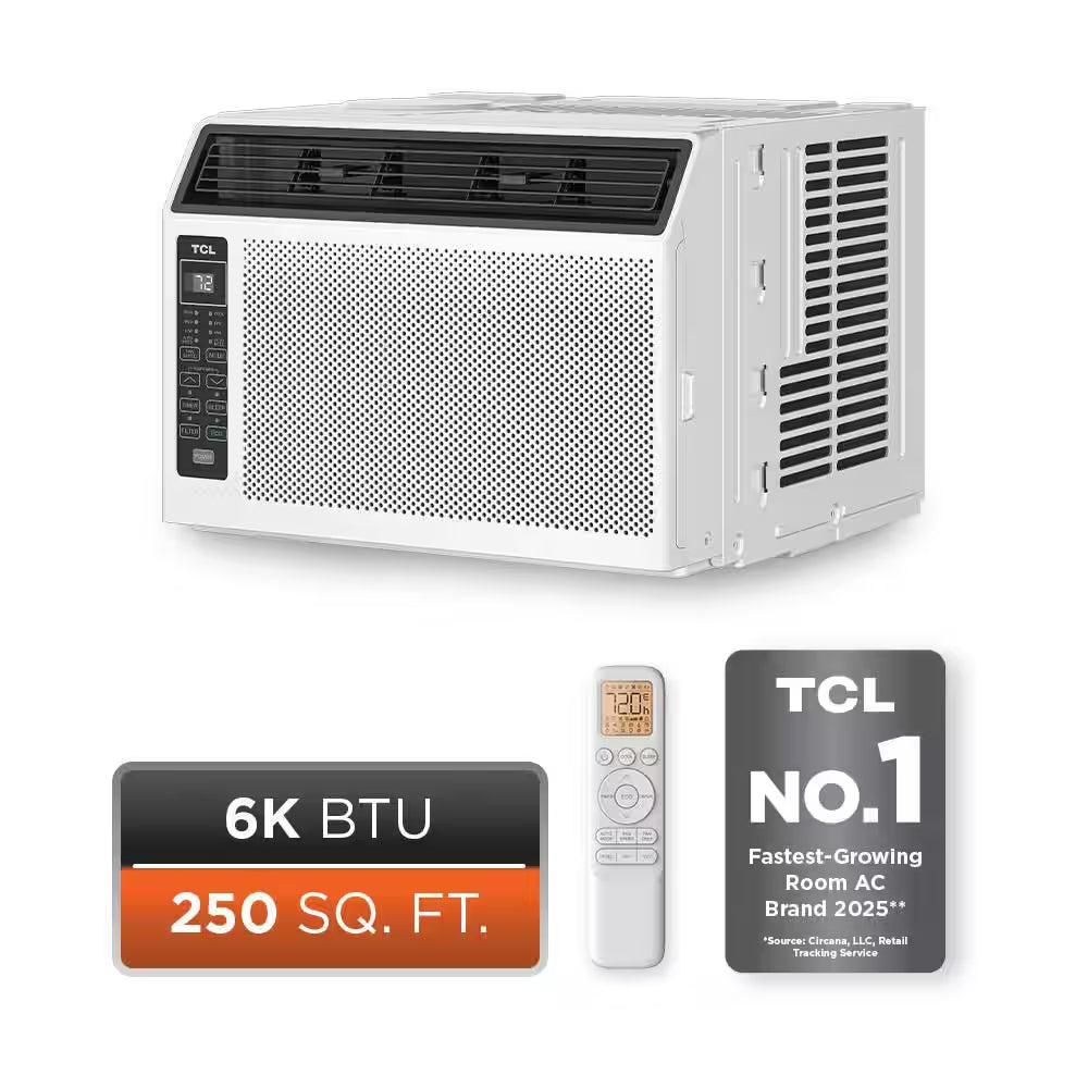 6,000 BTU 115 Volts Window AC Cools 250 Sq. Ft. with Remote in White