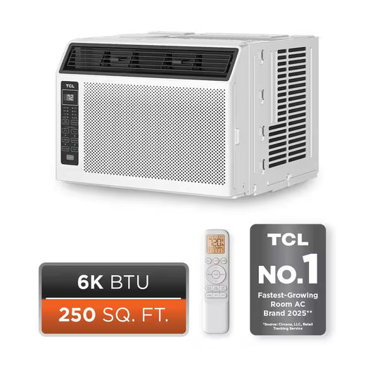6,000 BTU 115 Volts Window AC Cools 250 Sq. Ft. with Remote in White