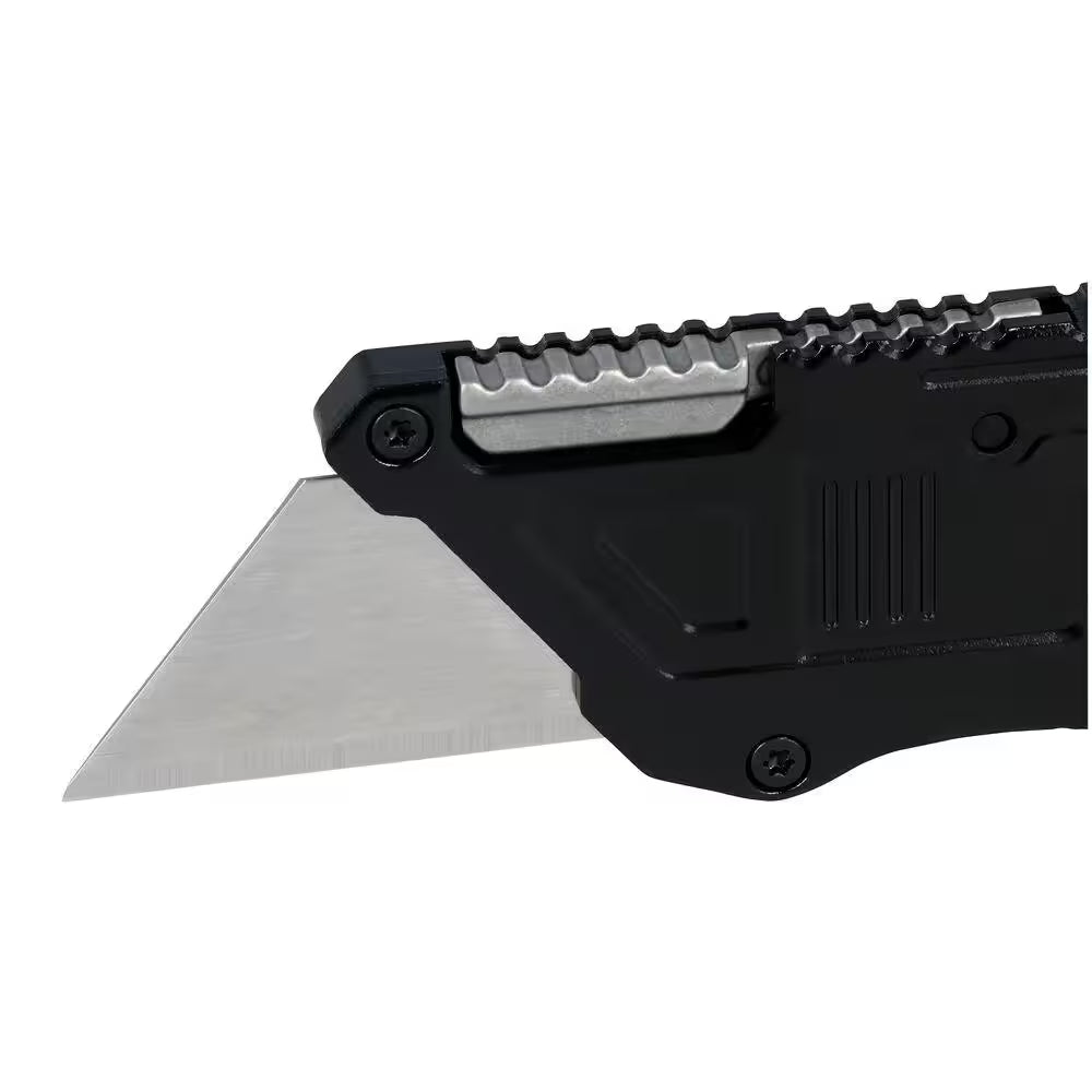 Push and Flip Folding Lock-Back Utility Knife with Blade Storage
