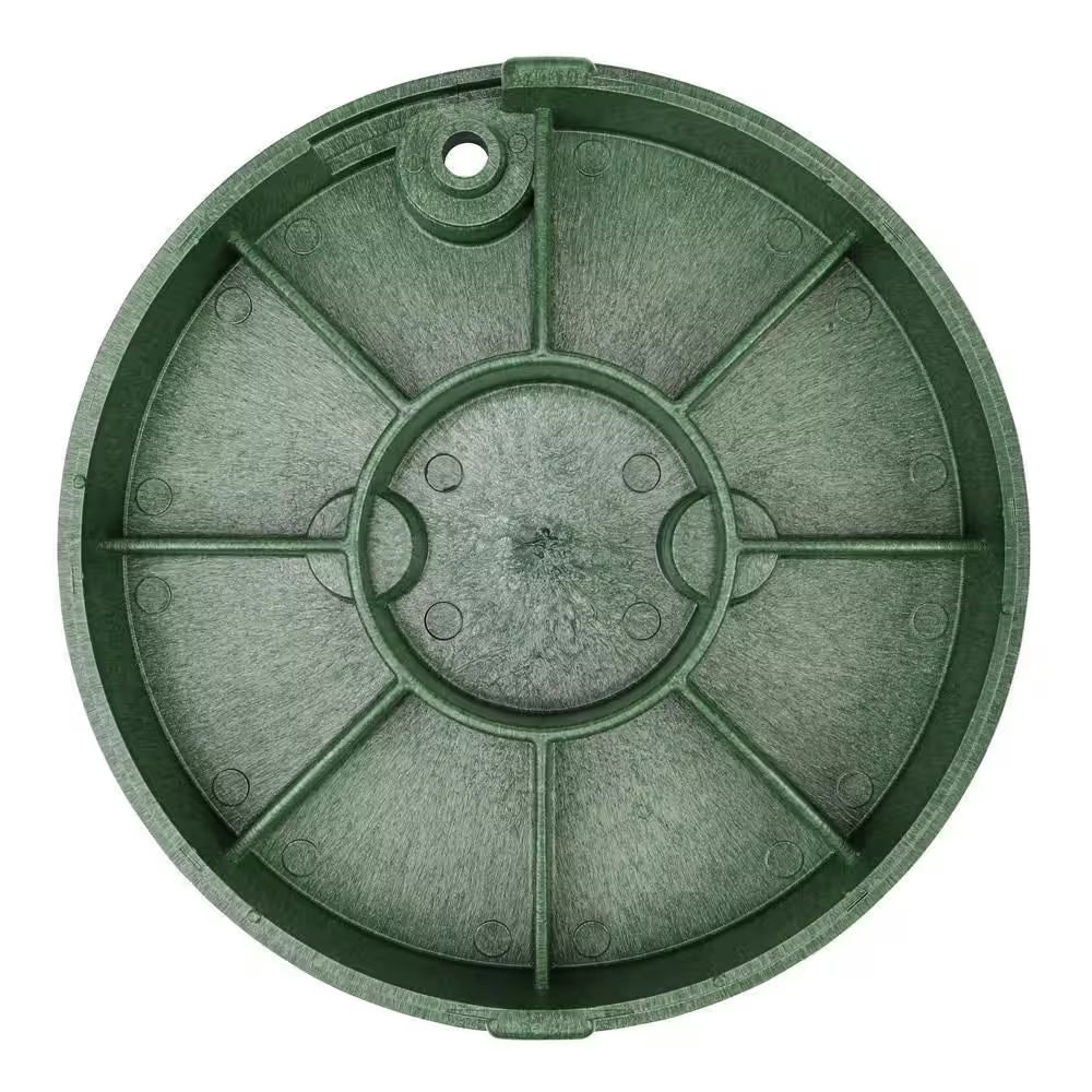 10 In. round Valve Box and Cover, Black Box, Green ICV Cover