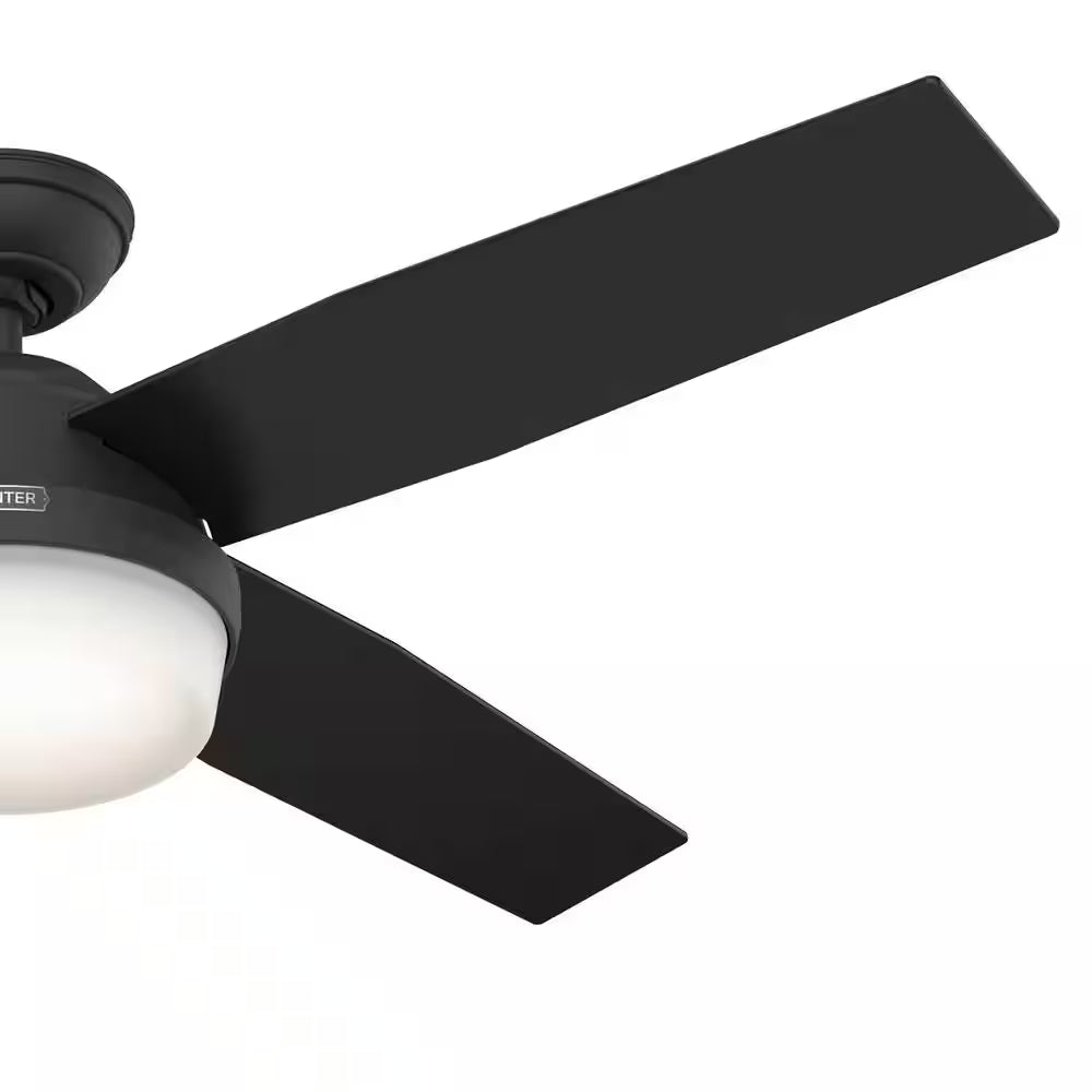 Dempsey 52 In. Indoor Matte Black Ceiling Fan with Remote and Light Kit Included