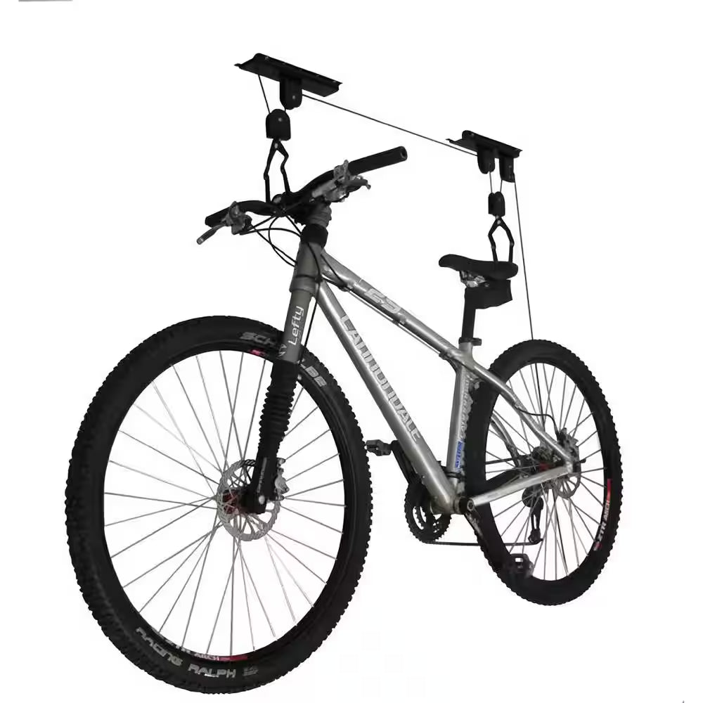 Black 1-Bike Hoist Garage Bike Rack