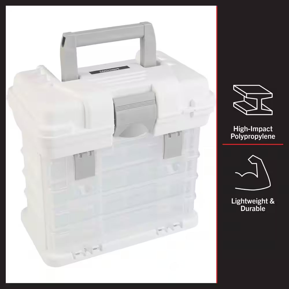 7 In. W - White Plastic 4 Drawer Tool Box for Hardware or Craft Supplies - Portable Tool Box