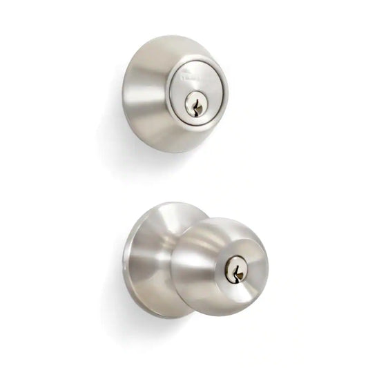 Stainless Steel Entry Door Knob Combo Lock Set with Deadbolt and 6 Keys