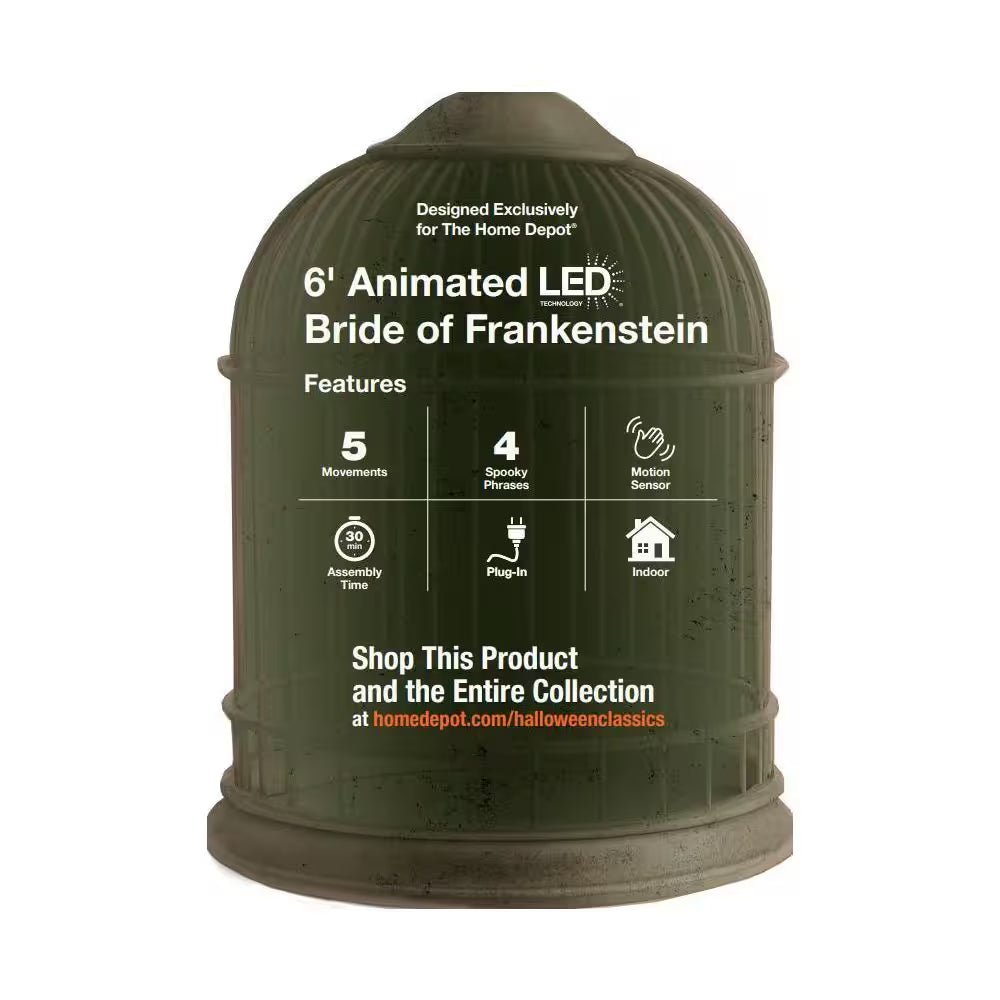 6 FT Animated LED Bride of Frankenstein