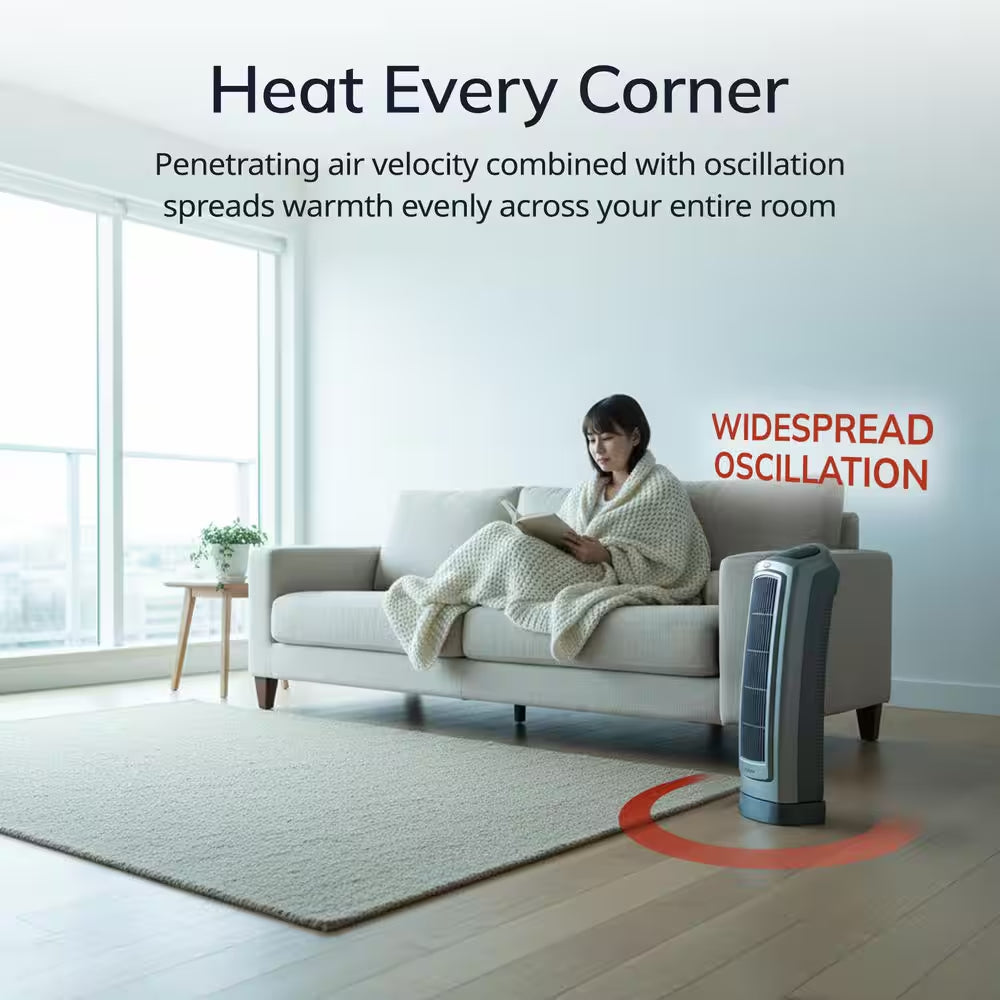 1500W 22 In. Gray Electric Tower Ceramic Space Heater with Digital Display, Thermostat and Remote Control