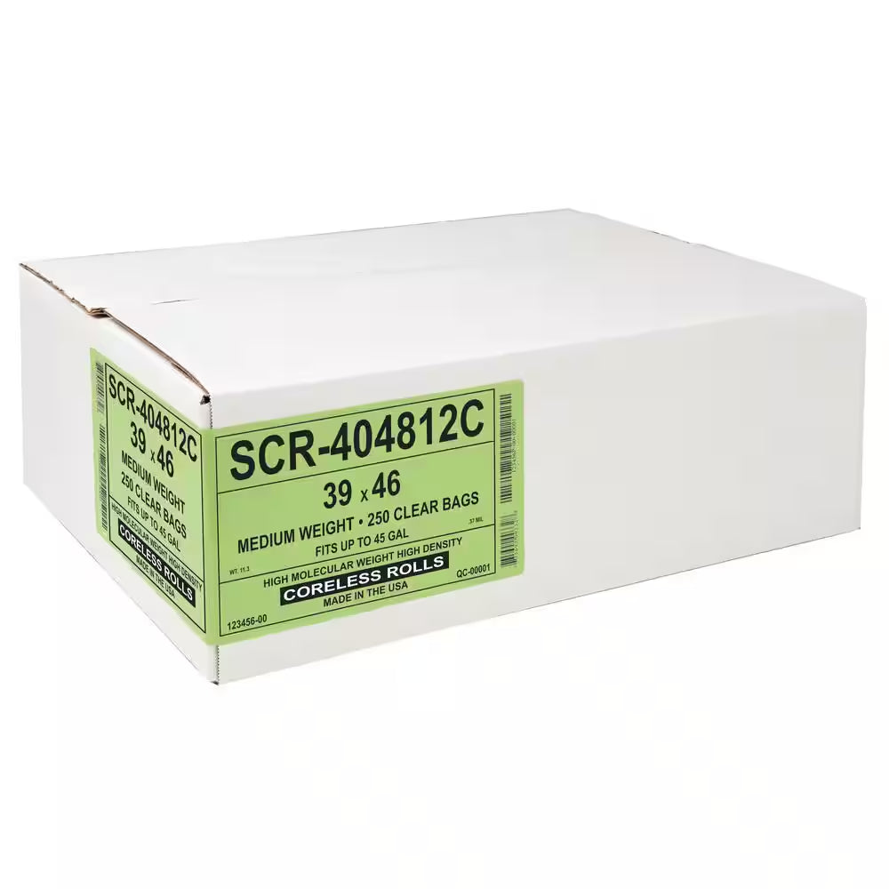 40 Gal. to 45 Gal. High Density Clear Trash Bag (250-Count)