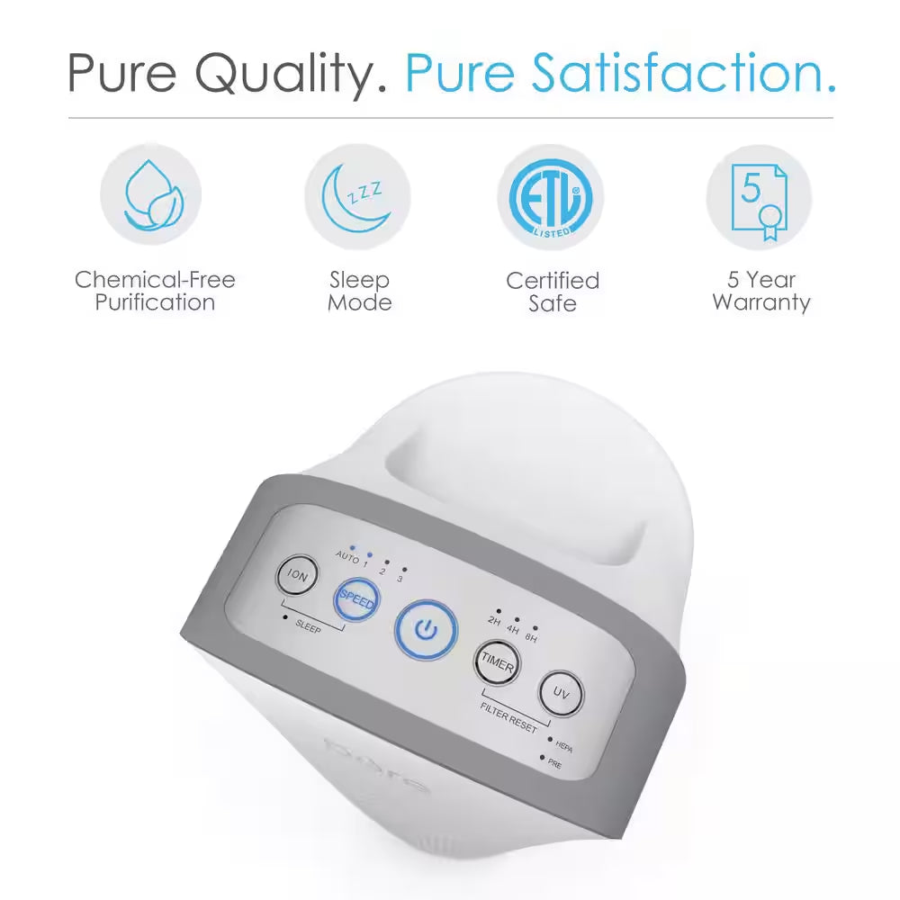 Purezone Elite 4-In-1 True HEPA Air Purifier with Smart Air Quality Monitor