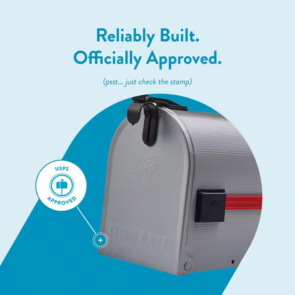 Grayson Gray, Medium, Steel, Post Mount Mailbox