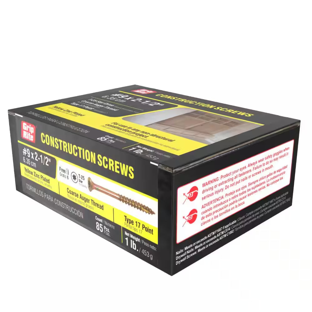 #9 X 2-1/2 In. Star Drive Dual Flat Head Coarse Thread Construction Screws 1 Lb. Box