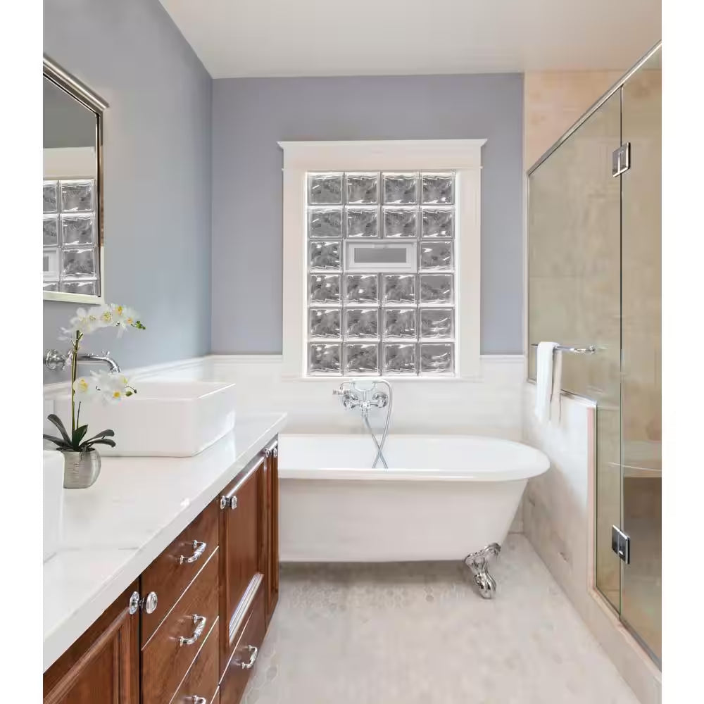 3 In. Thick Series 16 In. X 8 In. X 3 In. Hopper Vent for Glass Block Windows (Actual 15.5 X 7.75 X 3.12 In.)