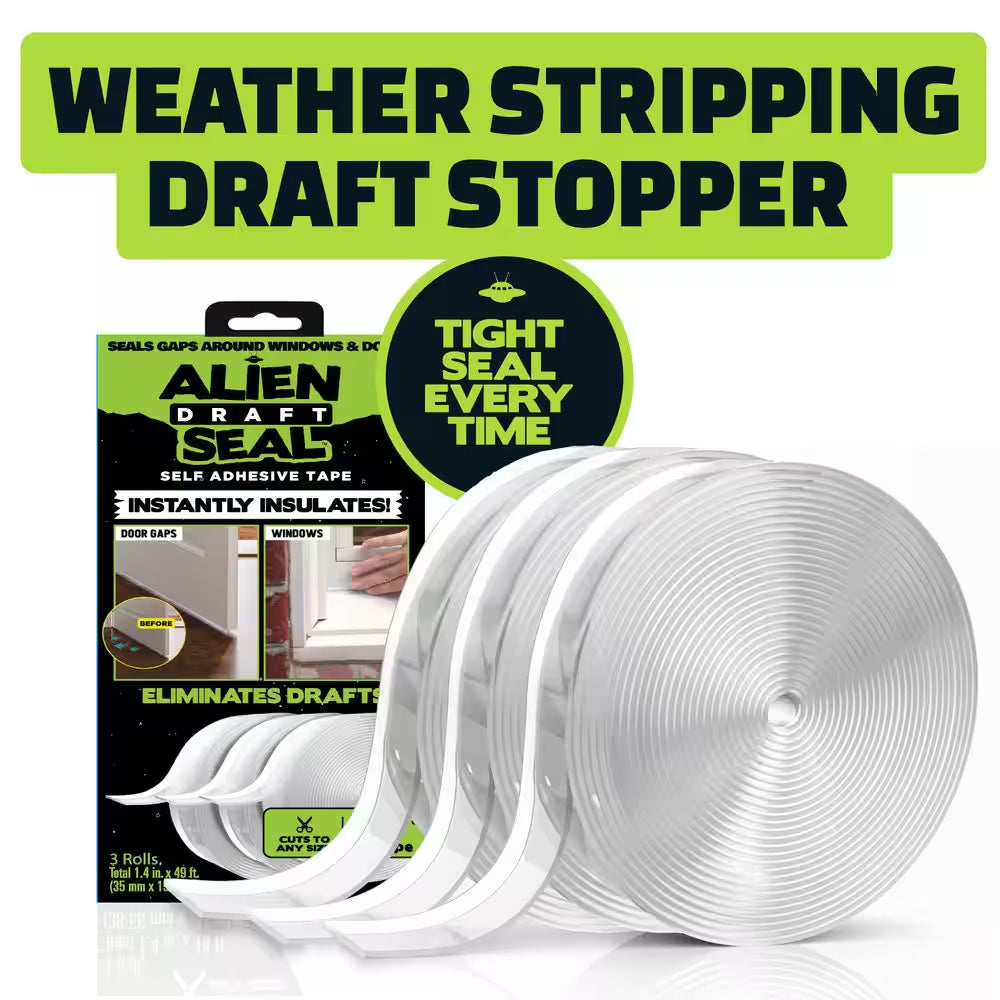 Alien Seal 1.4 In. X 49 Ft. Transparent Anti-Draft Adhesive Instant Insulation Seal Tape (3-Pack)