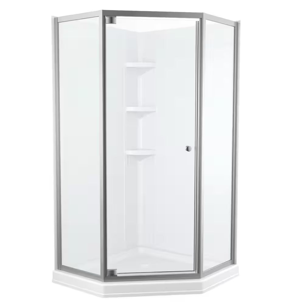 38 In. W X 70.63 In. H 3-Piece Glue up Corner Shower Wall Surrounds in White