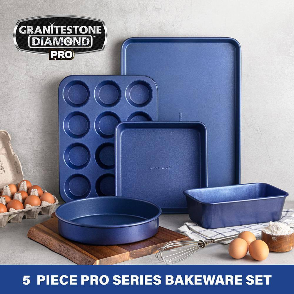 Pro Classic Blue 5-Piece Titanium and Diamond Infused Non-Stick Bakeware Set