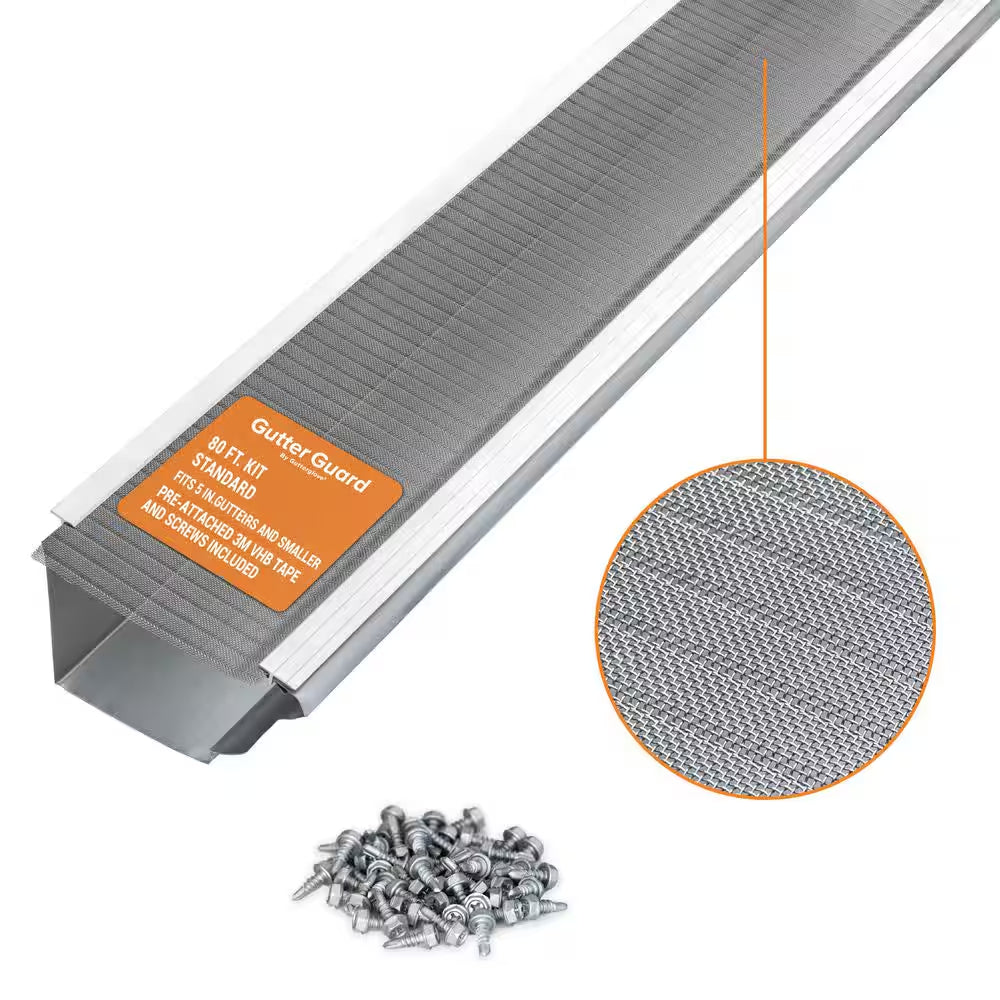 4 Ft. L X 5 In. W Stainless Steel Micro-Mesh Gutter Guard (80 Ft. Kit)