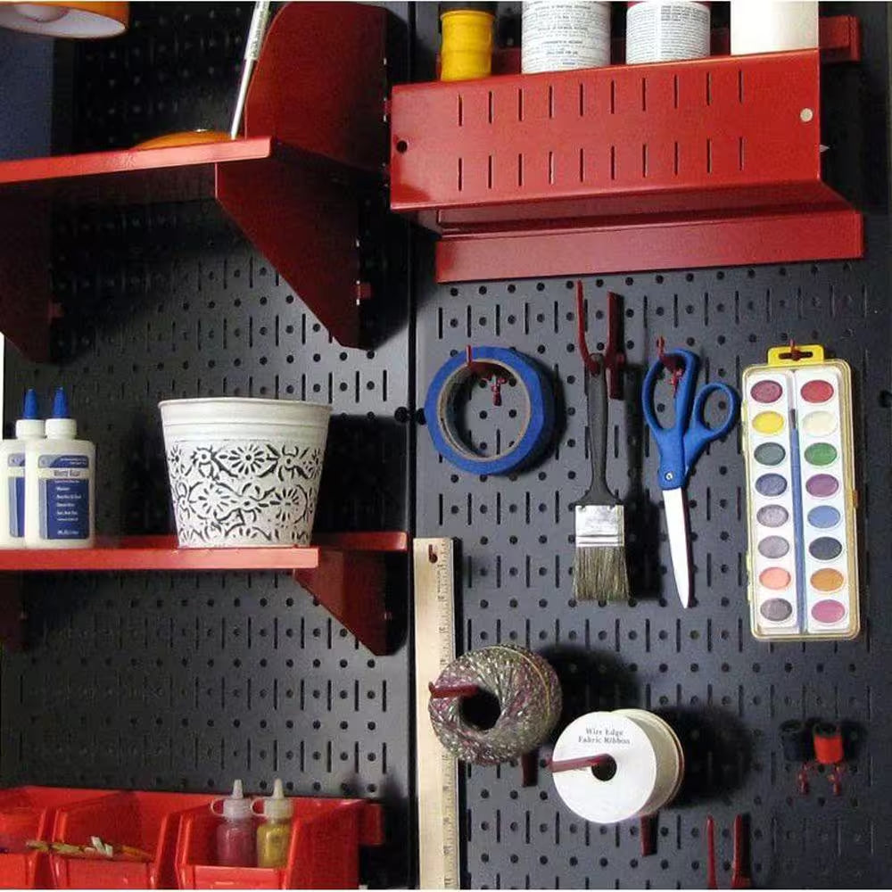 32 In. X 32 In. Overall Size Black Metal Pegboard Pack with Two 32 In. X 16 In. Pegboards