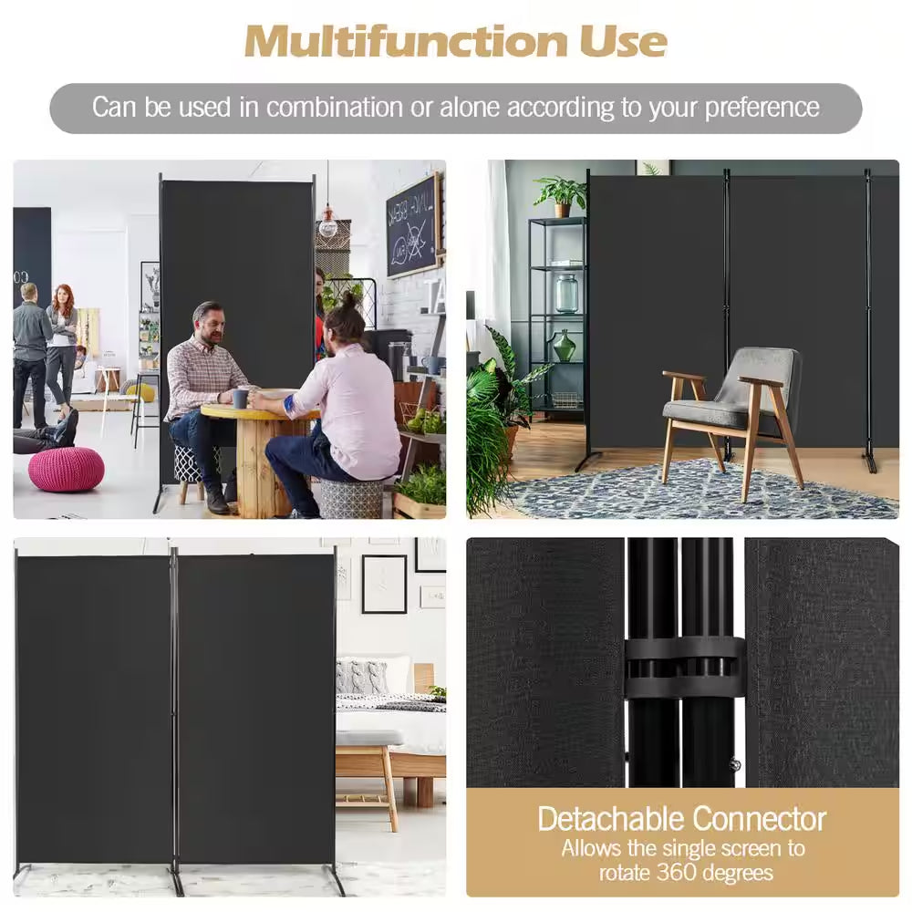 6 Ft. Black 3-Panel Room Divider