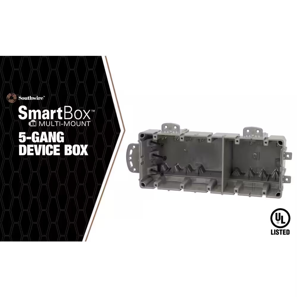 Smart Box 5-Gang Multi-Mount Adjustable Depth Device Box