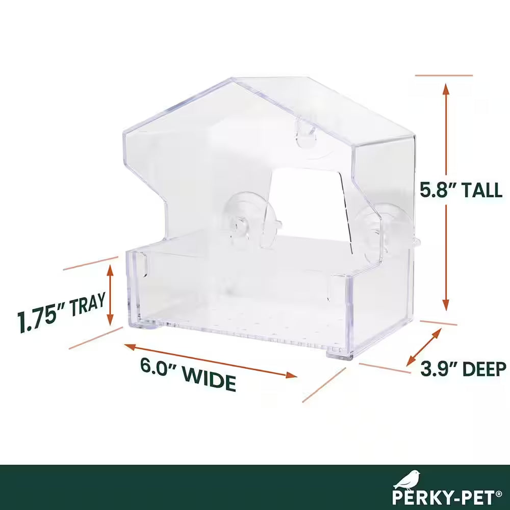 Clear Window Bird Feeder with 4 Suction Cups - 0.5 Lb. Capacity