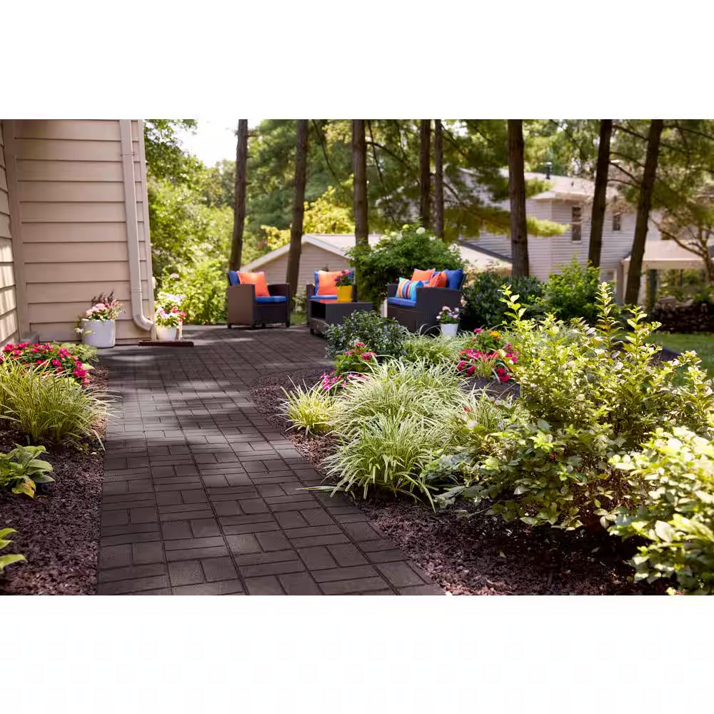 16 In. X 16 In. X 5/8 In. Brown Smartloc Rubber Paver (9-Pack)