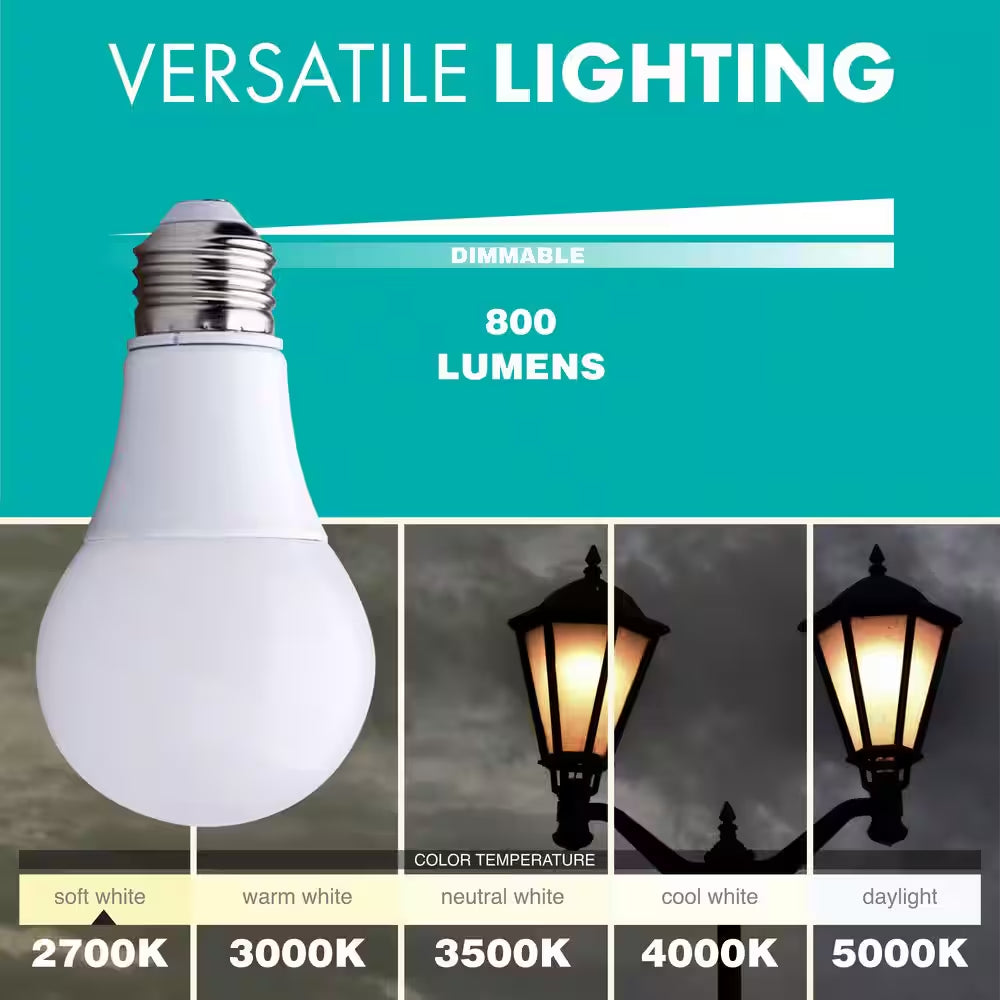 60-Watt Equivalent A19 Dimmable LED Light Bulb, 2700K Soft White, 8-Pack