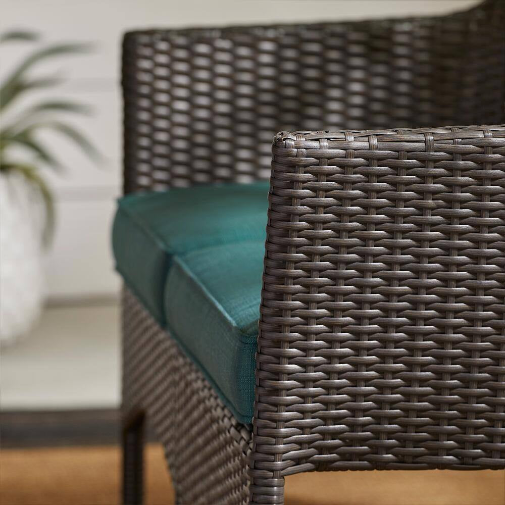 Terrace View 4-Piece Wicker Patio Conversation Set with Green Cushions