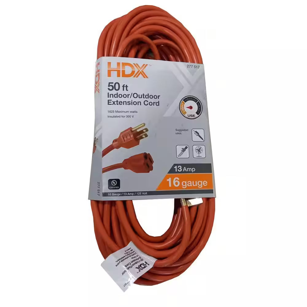 50 Ft. 16/3 Light Duty Indoor/Outdoor Extension Cord, Orange