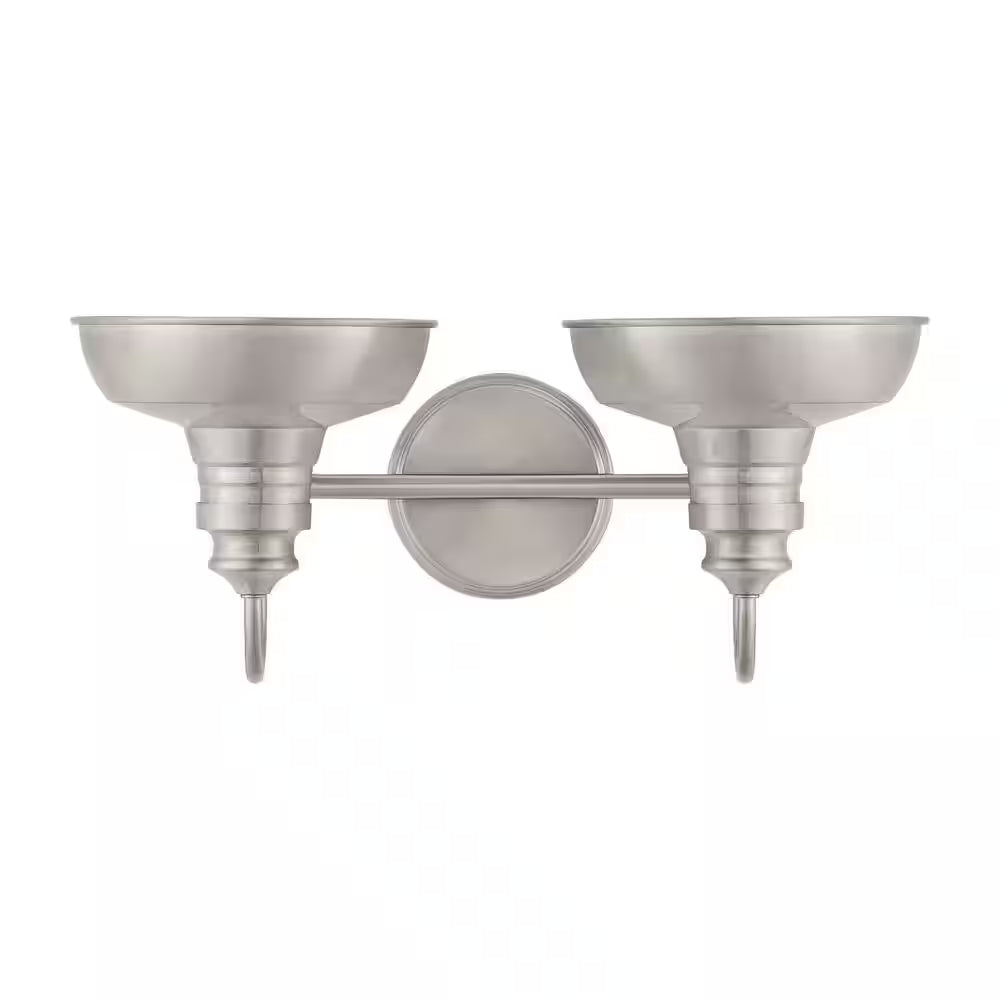 Elmcroft 18.25 In. 2-Light Brushed Nickel Farmhouse Vanity with Metal Shades