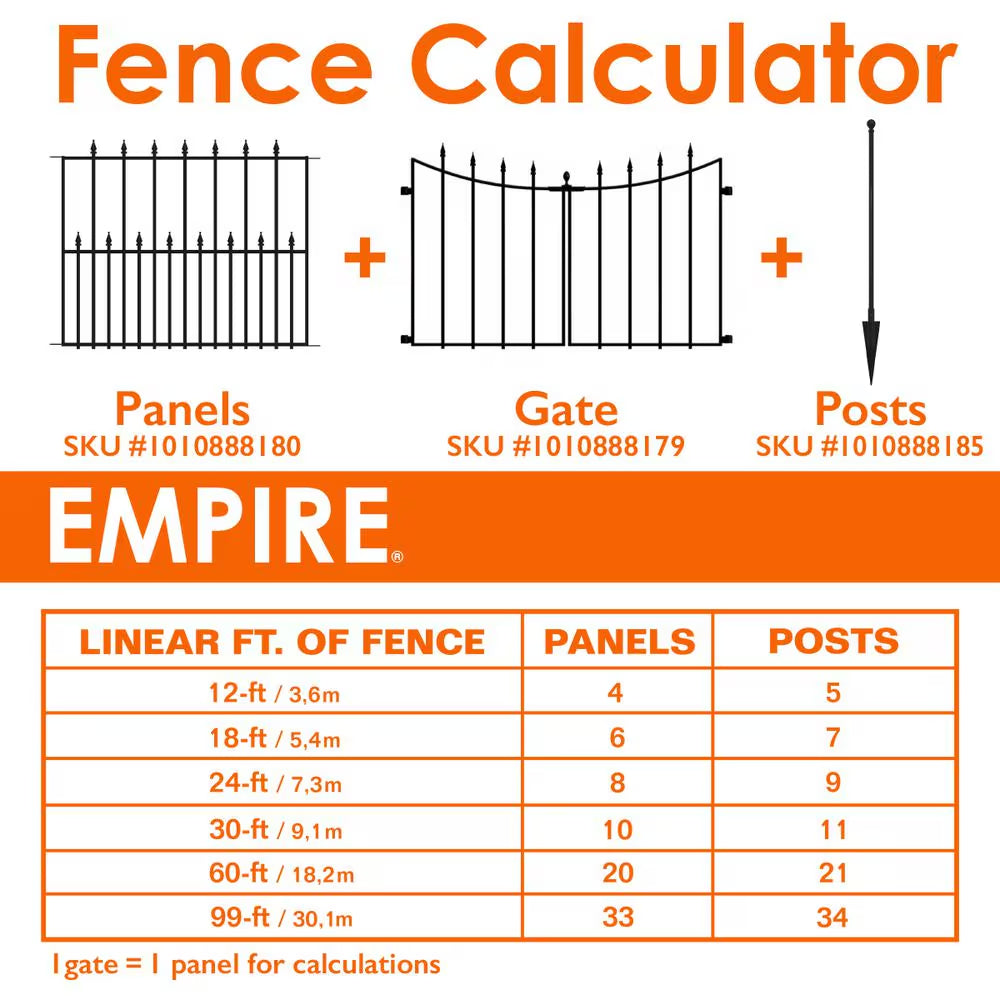 Empire/Westbrook 28 In. Black Steel Decorative Garden Fence Gate
