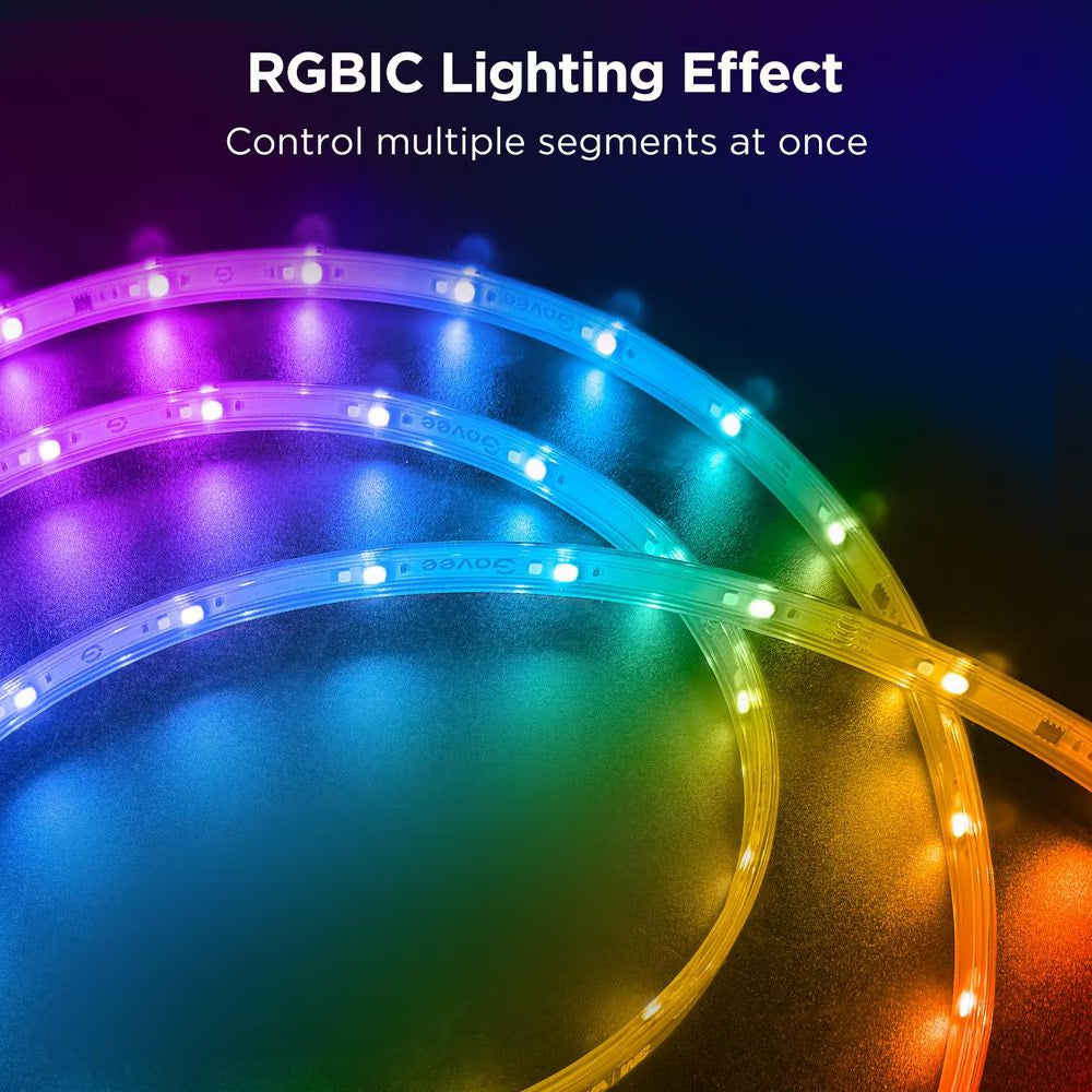 32.8 Ft. Outdoor Plug-In Integrated LED Novelty RGBIC with White Lighting Wi-Fi Enabled String -Light