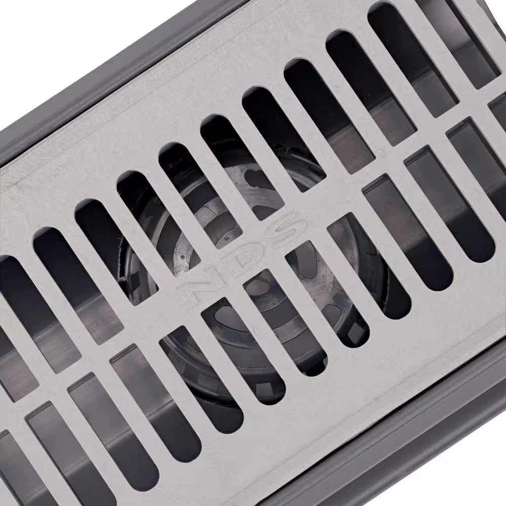 7 In. Spee-D Channel Drain with Grate and 3 In. and 4 In. Bottom Outlet