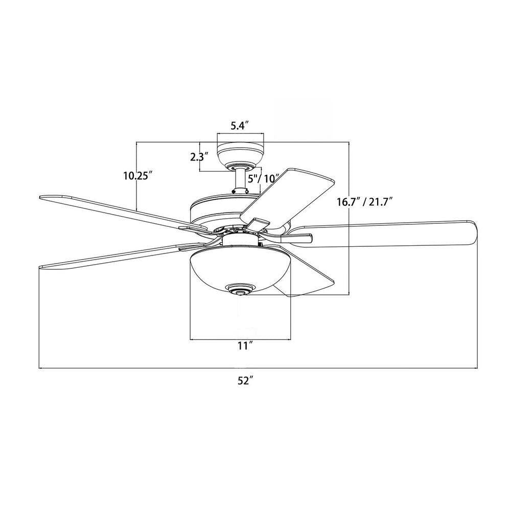 52 In. Matte Black 5-Blade Integrated LED 6-Speed Indoor Ceiling Fan with Light Kit and Remote Control