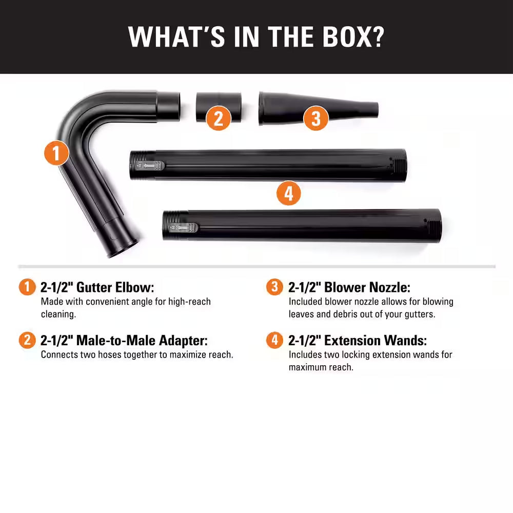 2-1/2 In. VT2515 Gutter Cleaning Accessory Kit Shop Vacuum Attachments for  Wet Dry Vacs Hoses and Wands