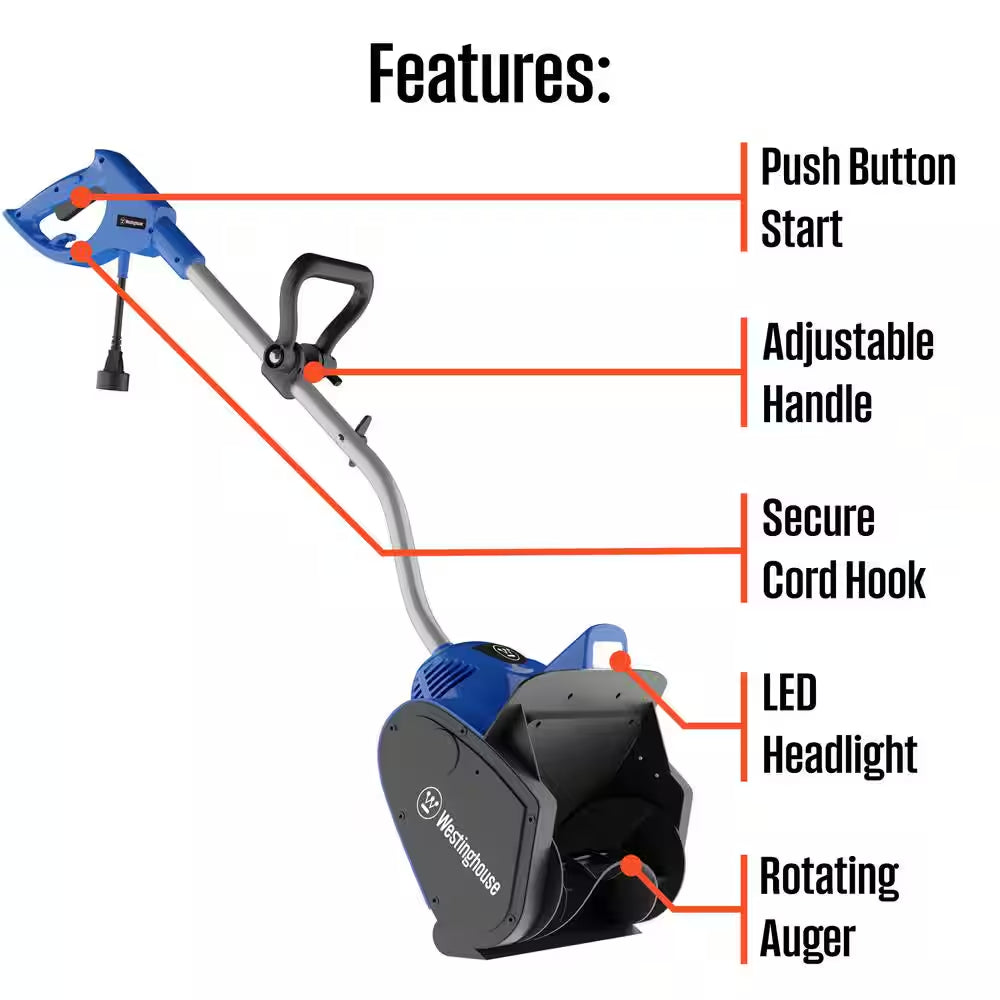 11-In. 120-Volt Electric Corded Snow Shovel with LED Light