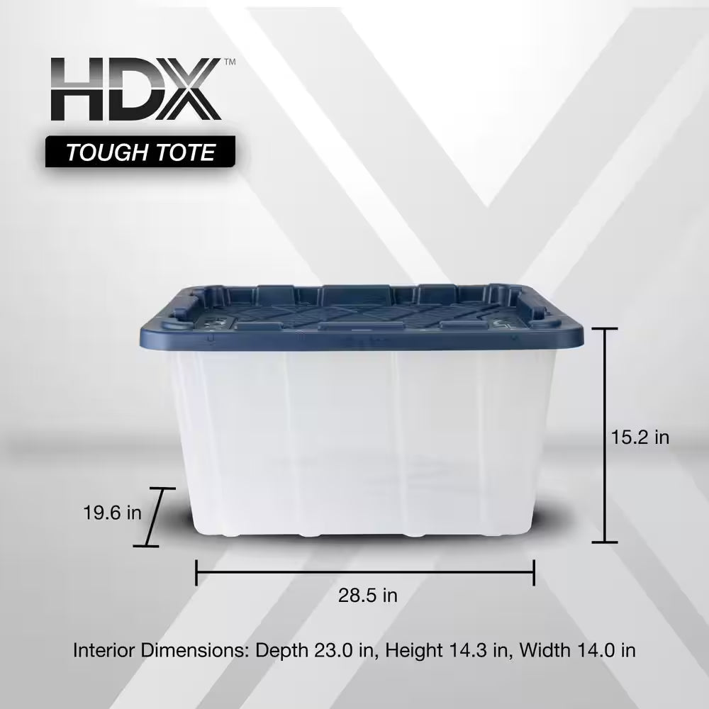 27 Gal. Tough Storage Tote in Clear with Moonlit Ocean Lid (4-Pack)