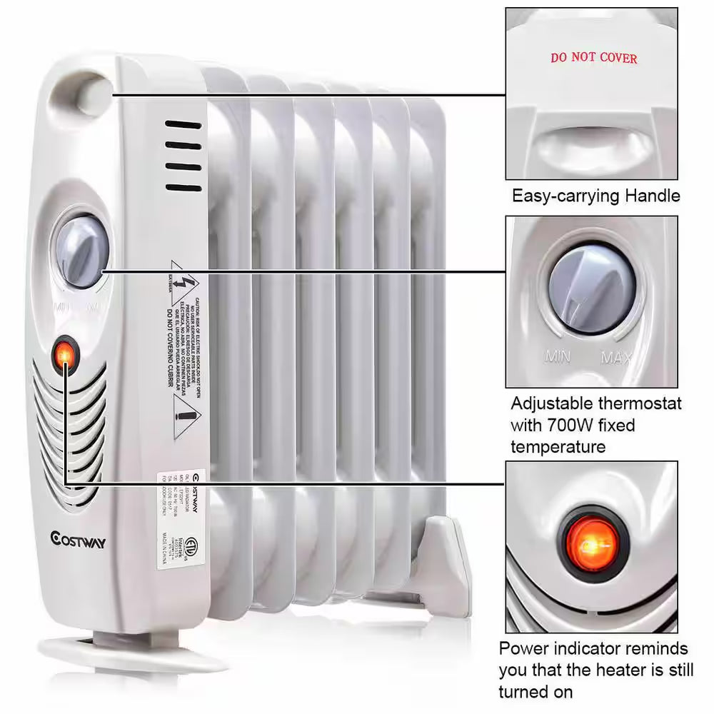700-Watt Electric Oil-Filled Radiant Space Heater