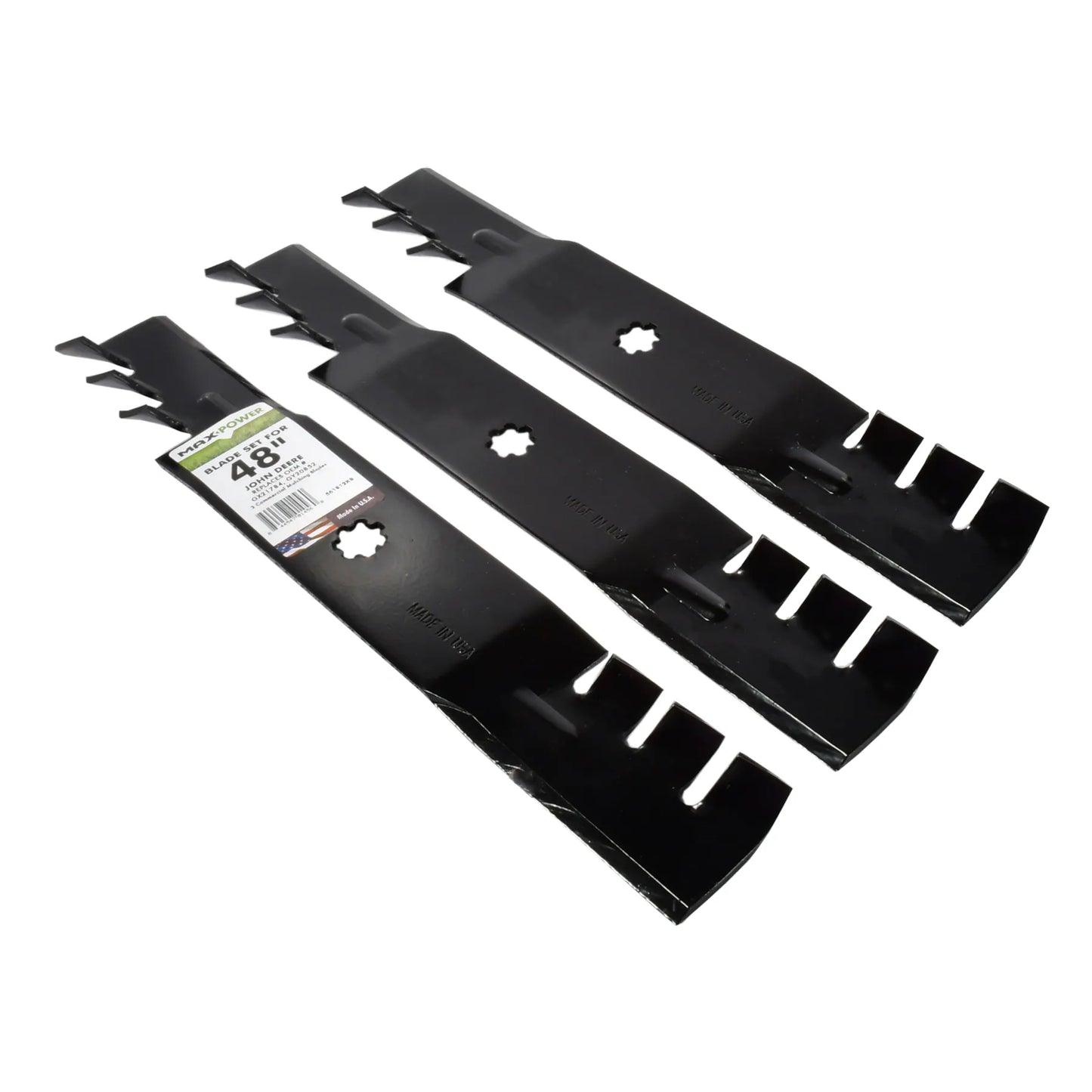 48-In Deck Mulching Mower Blade for Riding Lawn 3 -Pack Replaces OEM Numbers GX21784, GX21786, and GY20852